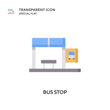 Otobüs durağı vektör simgesi. Düz çizim. EPS 10 vektörü.
