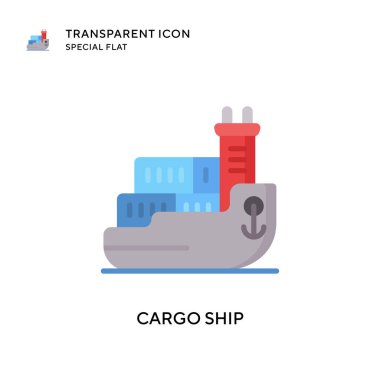 Kargo gemisi vektör simgesi. Düz çizim. EPS 10 vektörü.