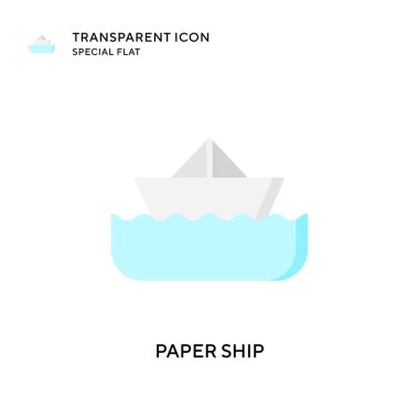 Kağıt gemi vektör simgesi. Düz çizim. EPS 10 vektörü.