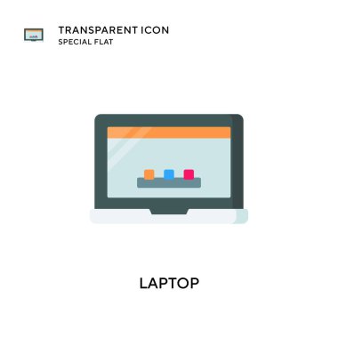 Laptop vektör simgesi. Düz çizim. EPS 10 vektörü.