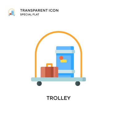 Trolley vektör simgesi. Düz çizim. EPS 10 vektörü.