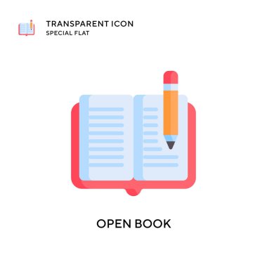 Kitap vektör simgesini aç. Düz çizim. EPS 10 vektörü.