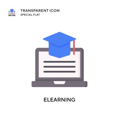 Elearning vektör simgesi. Düz çizim. EPS 10 vektörü.