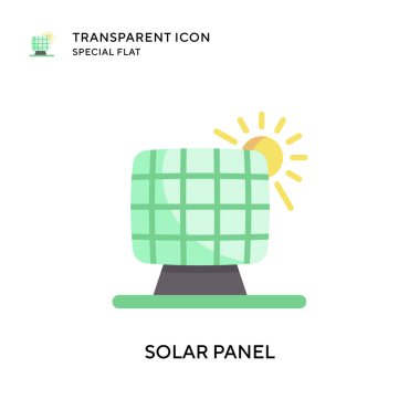 Güneş paneli vektör simgesi. Düz çizim. EPS 10 vektörü.