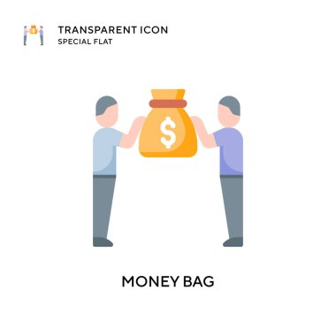 Para çantası vektör simgesi. Düz çizim. EPS 10 vektörü.