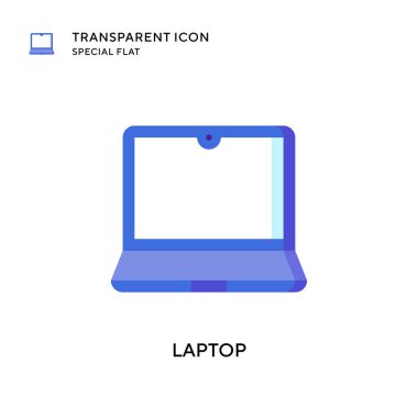 Laptop vektör simgesi. Düz çizim. EPS 10 vektörü.