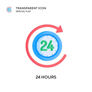 24 saat vektör simgesi. Düz çizim. EPS 10 vektörü.