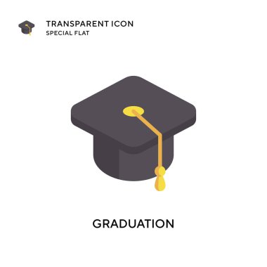 Mezuniyet vektör simgesi. Düz çizim. EPS 10 vektörü.