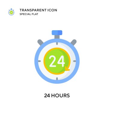 24 saat vektör simgesi. Düz çizim. EPS 10 vektörü.