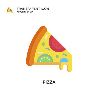 Pizza vektör simgesi. Düz çizim. EPS 10 vektörü.