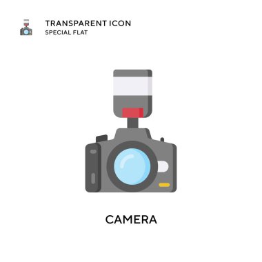 Kamera vektör simgesi. Düz çizim. EPS 10 vektörü.