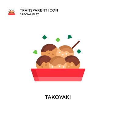 Takoyaki vektör simgesi. Düz çizim. EPS 10 vektörü.