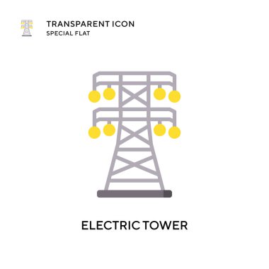Elektrik kulesi vektör simgesi. Düz çizim. EPS 10 vektörü.
