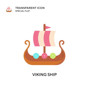 Viking gemi vektör simgesi. Düz çizim. EPS 10 vektörü.