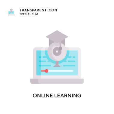 Çevrimiçi öğrenme vektör simgesi. Düz çizim. EPS 10 vektörü.