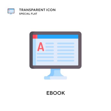 Ebook vektör simgesi. Düz çizim. EPS 10 vektörü.
