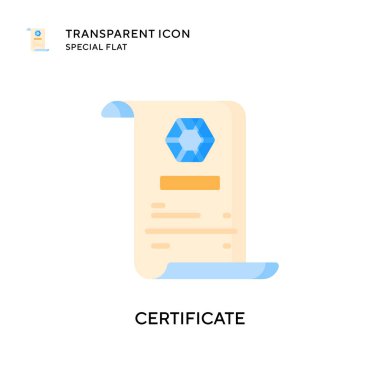 Sertifika vektör simgesi. Düz çizim. EPS 10 vektörü.