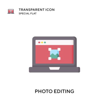 Fotoğraf düzenleme vektör simgesi. Düz çizim. EPS 10 vektörü.