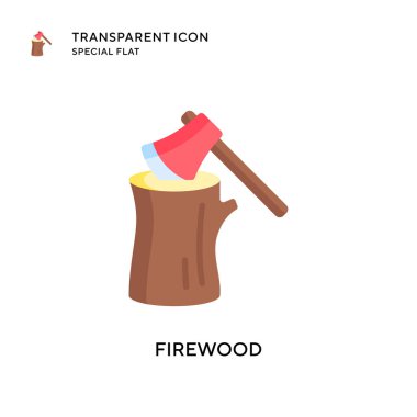Yakacak odunu vektör simgesi. Düz çizim. EPS 10 vektörü.
