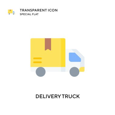 Teslimat kamyonu vektör ikonu. Düz çizim. EPS 10 vektörü.