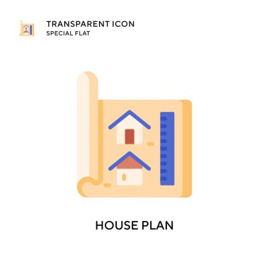 Ev planı vektör simgesi. Düz çizim. EPS 10 vektörü.