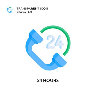 24 saat vektör simgesi. Düz çizim. EPS 10 vektörü.