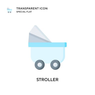 Stroller vektör simgesi. Düz çizim. EPS 10 vektörü.