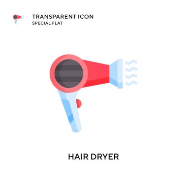 Saç kurutma ikonu. Düz çizim. EPS 10 vektörü.