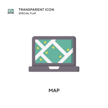 Harita vektör simgesi. Düz çizim. EPS 10 vektörü.