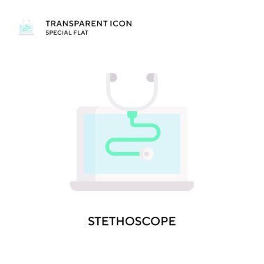 Stetoskop vektör ikonu. Düz çizim. EPS 10 vektörü.