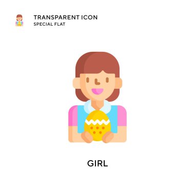 Kız vektör simgesi. Düz çizim. EPS 10 vektörü.