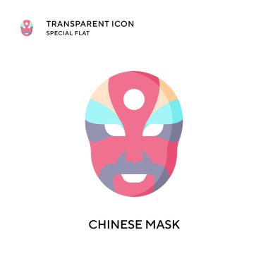 Çin maskesi vektör simgesi. Düz çizim. EPS 10 vektörü.