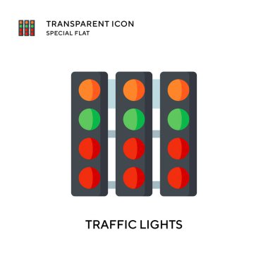 Trafik ışıkları vektör simgesi. Düz çizim. EPS 10 vektörü.