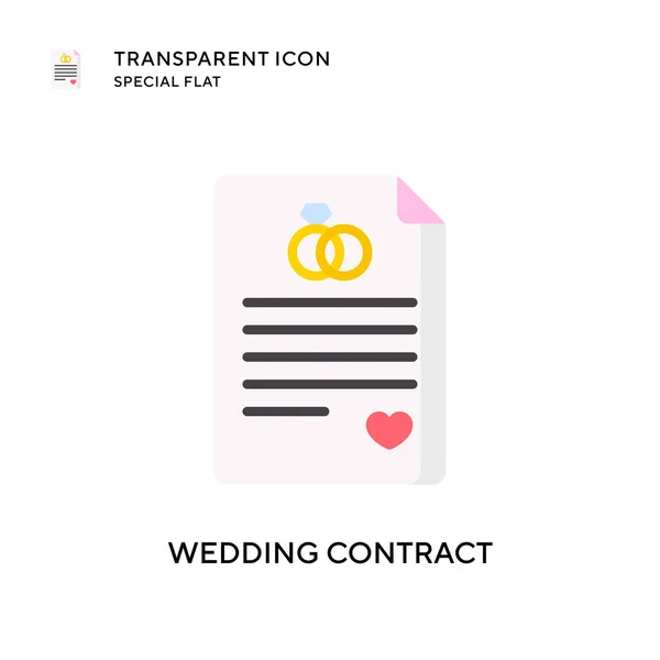 Ícone Vetor Contrato Casamento Ilustração Estilo Plano Vetor Eps — Vetor de Stock