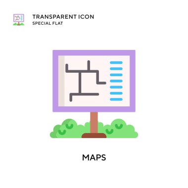 Harita vektör simgesi. Düz çizim. EPS 10 vektörü.