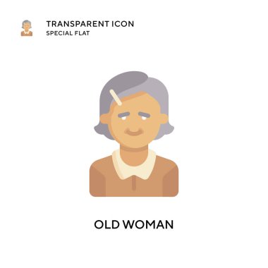 Yaşlı kadın vektör ikonu. Düz çizim. EPS 10 vektörü.