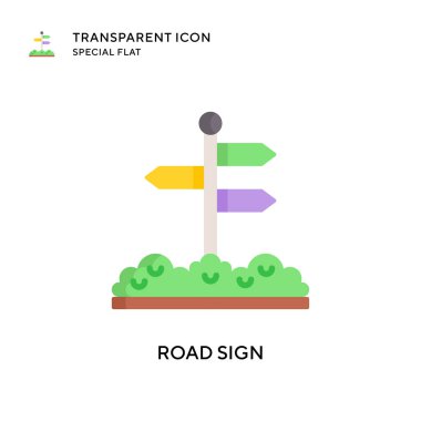 Yol işareti vektör simgesi. Düz çizim. EPS 10 vektörü.