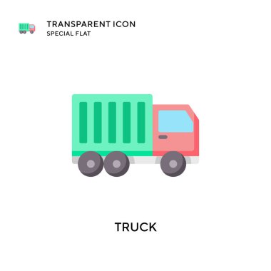 Kamyon vektör simgesi. Düz çizim. EPS 10 vektörü.