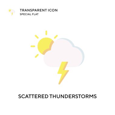 Dağınık gök gürültülü fırtına vektör simgesi. Düz çizim. EPS 10 vektörü.