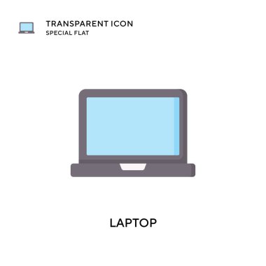 Laptop vektör simgesi. Düz çizim. EPS 10 vektörü.