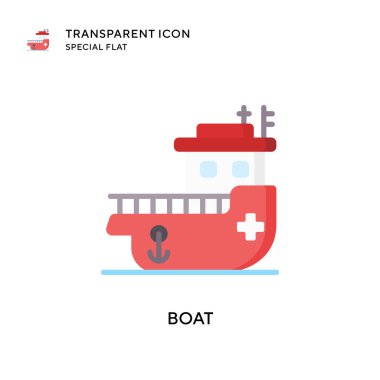 Tekne vektör simgesi. Düz çizim. EPS 10 vektörü.