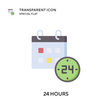 24 saat vektör simgesi. Düz çizim. EPS 10 vektörü.