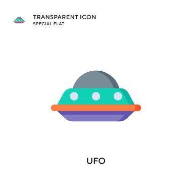 Ufo vektör simgesi. Düz çizim. EPS 10 vektörü.