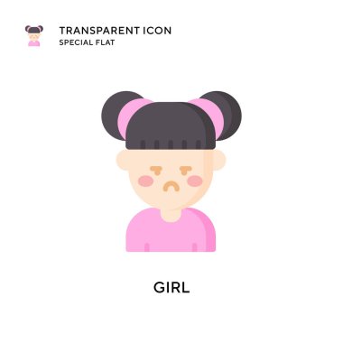 Kız vektör simgesi. Düz çizim. EPS 10 vektörü.