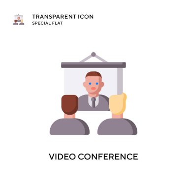 Video konferans vektör simgesi. Düz çizim. EPS 10 vektörü.