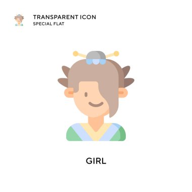 Kız vektör simgesi. Düz çizim. EPS 10 vektörü.