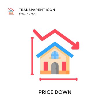Fiyat aşağı vektör simgesi. Düz çizim. EPS 10 vektörü.