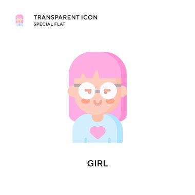 Kız vektör simgesi. Düz çizim. EPS 10 vektörü.