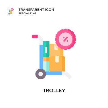 Trolley vektör simgesi. Düz çizim. EPS 10 vektörü.