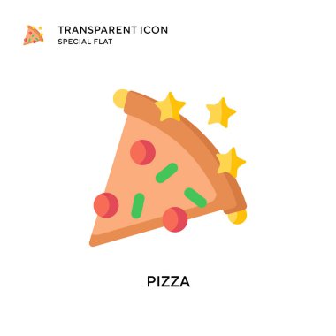 Pizza vektör simgesi. Düz çizim. EPS 10 vektörü.